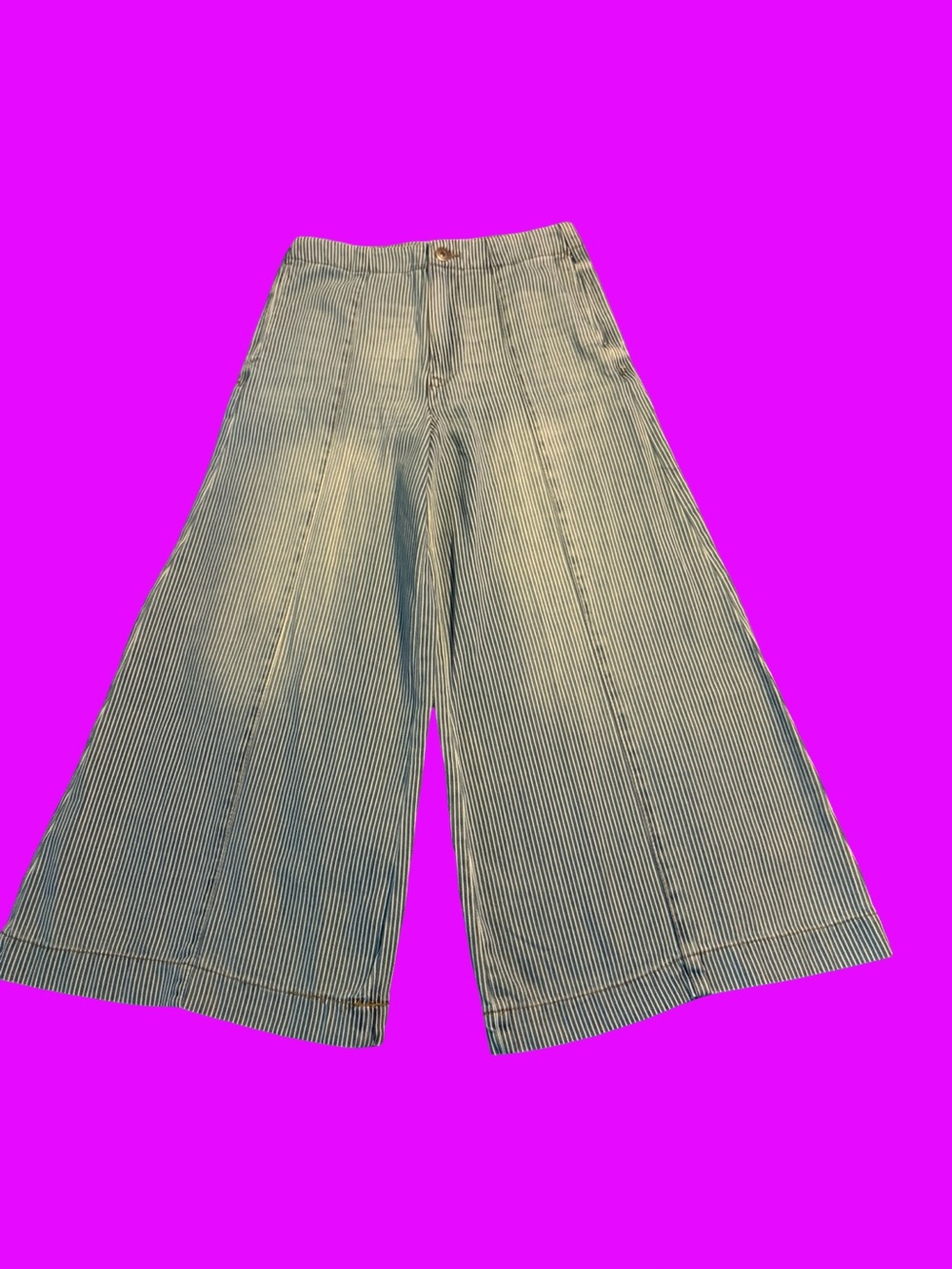 Kensie Pinstripe High Rise Wide-Leg GAUCHO Ankle Jeans Size 2